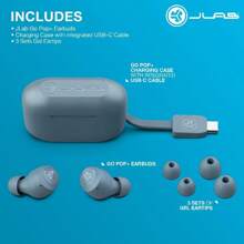 JLab Go Pop+ True Wireless Bluetooth Earbuds + USB Charging Case, Dual Connect, IPX4 Sweat Resistance, Bluetooth 5.1 Connection, 3 EQ Sound Settings Signature, Balanced, Bass Boost - 板岩+ - 查看 7