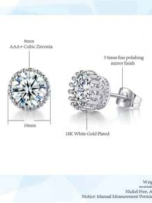 Men's Studded Hiphop Funk Trap Earring Shiny Large 10 Mm Rap Plated 925 Silver Immediate Shipping. - Bạc - Xem 9