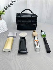 1 chiếc Túi đựng mỹ phẩm du lịch hai lớp lưới đen đa năng dung tích lớn, dành cho phụ nữ/bé gái, Túi đựng đồ trang điểm, Túi đựng đồ vệ sinh cá nhân, Đồ dùng thiết yếu khi đi du ngoạn, Đồ dùng thiết yếu khi ở ký túc xá, Quà tặng phù dâu, Quà tặng mẹ, Quà tặng sinh nhật, Quà tặng cho bạn bè, Giáo viên, Đồ trang trí nhà cửa, Phòng tắm, Phòng ngủ, Hộp đựng trang sức, Son bóng, Hộp đựng sơn móng tay - màu đen - Xem 4