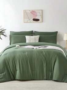 2/3-PCS Bed Comforter Sets Queen, Super Soft, Breathable, Fluffy Summer Bedding Set For All Seasons - Includes 1 Comforter And 1-2 Pillows, 100% Microfiber Super Soft Comforter Sets,Room Decor, Bedroom Decor, Christmas Gift. - 墨綠色 - 查看 3