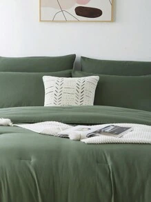 2/3-PCS Bed Comforter Sets Queen, Super Soft, Breathable, Fluffy Summer Bedding Set For All Seasons - Includes 1 Comforter And 1-2 Pillows, 100% Microfiber Super Soft Comforter Sets,Room Decor, Bedroom Decor, Christmas Gift. - 墨綠色 - 查看 4