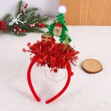 1 Băng đô cây thông Noel lấp lánh nhiều màu sắc, quà tặng 3D sáng tạo hình ông già Noel, đồ đội đầu trang trí Giáng sinh [Lưu ý: Phụ kiện sản phẩm có thể có một số vết keo do lắp ráp thủ công] - Nhiều màu - Xem 4