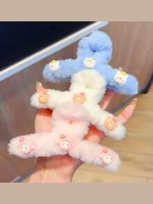 1 件纯色卡通爪形发夹，休闲可爱发饰，适合女孩日常使用 - 彩色 - 查看 2