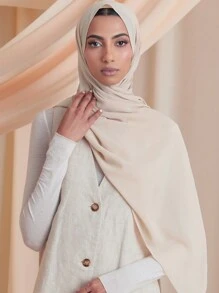 1pc Basic Pearl Chiffon Muslim Hijabs Scarf, Daily Wear - Multicolor - View 21