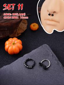 Morlyda 2 piezas/set Gótico 16G Cadena de anillo de nariz de esqueleto Anillo de septum de joyería Murciélago, Anillo de septum de piedra lunar Joyería de piercing de acero inoxidable Anillo de labio rojo negro en forma de corazón Anillo de septum Clicker y Anillo de nariz de herradura a cuadros blanco y negro Barra de bisagra Aro de septum Helix, Rook, Trago, Daith, Piercing de cartílago Anillos de septum de nariz Joyería de piercing Cadena colgante Anillos de nariz para hombres y mujeres Regalos 10mm Fiesta Fecha Navidad Halloween Joyería Uso diario - Multicolor - Ver 13