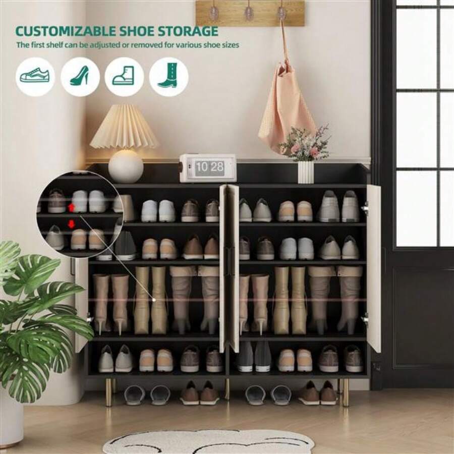 Shoe With 4 Doors Large Modern Shoe Storage Organizer
