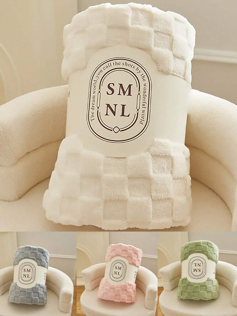 1pc Baby Unisex Single Layer Coral Fleece Swaddle Blanket - Multicolor - View 1