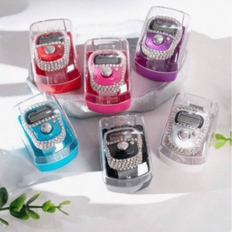 1 个可重置 LCD 5 位电子手指计数器，带数字显示，适用于运动、训练穆斯林计数器以及带明亮钻石计数器的 Tasby 手链祈祷环计数器