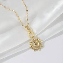 1 件时尚迷人的铜镶嵌锆石 18K 镀金星星和太阳吊坠项链，适合女性日常佩戴、珠宝配饰、赠送朋友的礼物 - 金黃色 - 查看 8