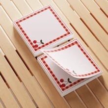 4 Packs Cherry Pattern Sticky Notes, 3x3 Inches, 50 Sheets Per Pack, Cherry Pattern Memo Pads With Adhesive, Cherry Pattern Memo, Suitable For School, Office, Home Use, Student Teacher Gift, Back To School Gift - Black and White - View 5