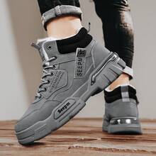 Giày bốt tuyết ấm cổ cao dành cho nam, Giày an toàn khi đi bộ đường dài ngoài trời, Giày bốt cổ cao chống thấm nước, Đế cao su, Lớp lót cách nhiệt, Mùa thu/Đông - Xám - Xem 8