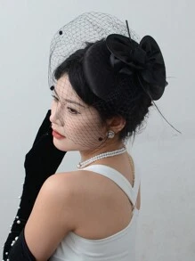 Mũ Fascinator thanh lịch dành cho phụ nữ, Mũ đội đầu phong cách Anh cổ điển dành cho phụ nữ, Thích hợp cho tiệc tùng, đám cưới, trang trí tiệc trà, làm bằng sợi Polyester - 1152A - Xem 7