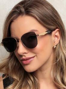 5609 5603 WOMEN'S  METAL RETRO FASHION NEW  LENS - 5603黑灰色鏡片 - 查看 2