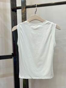 New Version Of Casual And Versatile, Clean, Solid Color, Round Neck T-Shirt - trắng - Xem 2