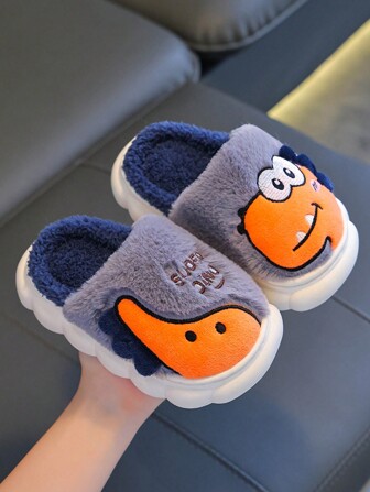 1 Pair Dinosaur Children's Indoor Slippers, Anti-Slip For Toddler Boys And Girls, Infants And Babies, Winter