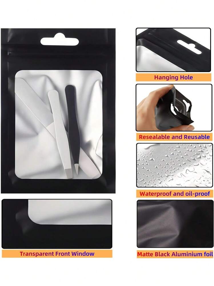 50 个可重复密封铝箔袋，自封包装袋，防水防臭聚酯薄膜袋，用于食品储存袋、糖果零食、口红、珠子、珠宝、工艺品、美甲和假睫毛的零售包装和展示、派对礼品袋、圣诞节 - 彩色 - 查看 4