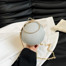 Dinner Bag New Style Shiny Rhinestone Coin Purse Fashion Ring Dinner Bag Portable Chain Crossbody Bag Small Round Spherical Bag New Style Shiny Rhinestone Coin Purse Fashion Ring Dinner Bag Portable Chain Crossbody Bag Small Round Spherical Bag New Style Shiny Rhinestone Coin Purse Fashion Ring Dinner Bag Portable Chain Crossbody Bag Small Round Spherical Bag - 香檳色 - 查看 3