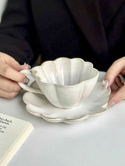 1 Set Japanese Kiln-Changing Cloud Ceramic Coffee Cup And Saucer Set, Asymmetrical Cloud Glaze Dish, Home Afternoon Tea Coffee Cup Saucer, Breakfast Milk Cup, Bread & Dessert Plate, Office Water Cup, Gift Cup Back To School