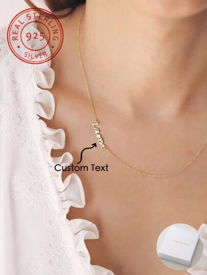 1 Piece Of 925 Sterling Silver English Name Pendant Necklace Luxury Letter Pendant, Suitable For Women's Daily Life, Holiday Gifts, Party Decoration Charm Jewelry Birthday, Family, Anniversary Gift, Ideal For Offering To Couple, Friends And Mom, Gold, Stylish, Colorful, Ideal Gifts For Him, Ideal Gifts For Her, Her, Boyfriend, Girlfriend, Dad, Mom, Family, Friends, For Anniversaries, For Birthdays, For Graduation, For Prom, For Party, Mother's Day Gifts Women