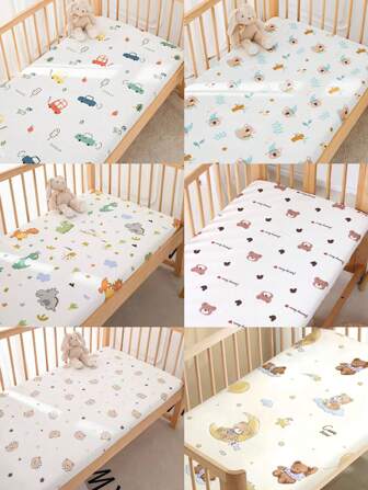 1pc Soft And Comfortable Baby Fitted Sheet With Bear Animal Pattern (39.37*23.62) Inch, (47.24*23.62) Inch, (51.96*28.34) Inch Love Valentine