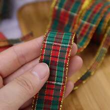 ZNZAKKA 2 Yards Plaid Ribbon Christmas Ribbon For Crafts, Gift Wrapping, Cake Baking Packaging, Christmas Party Decoration - Multicolor - View 6