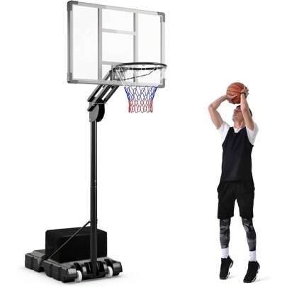 Outdoor Basketball Hoop, Basket Height 149-305cm Adjustable, Basketball Hoop With Backboard, Portable Basketball Stand With Wheels, Basketball Hoop