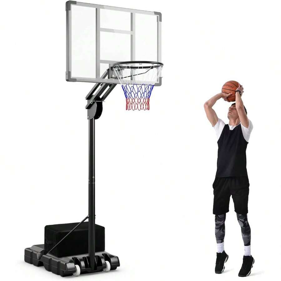 Outdoor Basketball Hoop, Basket Height 149-305cm Adjustable, Basketball Hoop With Backboard, Portable Basketball Stand With Wheels, Basketball Hoop - Black - View 1