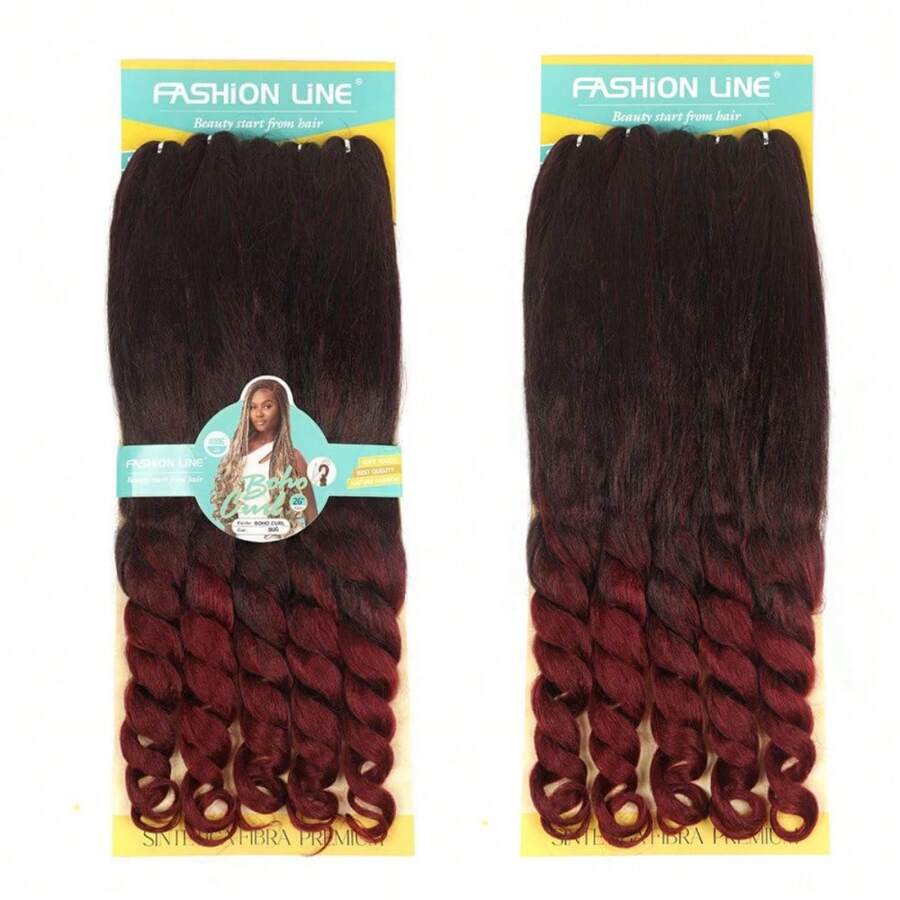 Goddess Style Braided Hair Extensions With Curly Ends Synthetic Hair Bohemian Braided Hair With Ombre Effect. Pre-Looped Braid Extensions For Women. - Màu Hồng Tươi - Xem 1