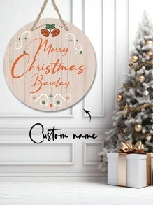 1 件定制名称个性化圣诞门圆形标牌、创意墙面装饰吊坠、房间装饰、感恩节礼物、送给家人和朋友的礼物、特殊礼物、圣诞礼物 - 原木色 - 查看 11