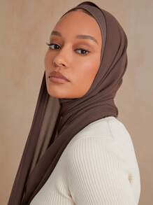 1pc Basic Pearl Chiffon Muslim Hijabs Scarf, Daily Wear - Multicolor - View 40