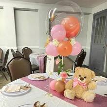 Lote de 10 piezas/6 piezas/4 piezas/2 piezas de soportes para globos de 35 cm/13.78 pulgadas, soporte de columna para globos con tul para decoración de mesas en cumpleaños, bodas, fiestas, vuelta al cole, San Valentín