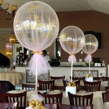 Lote de 10 piezas/6 piezas/4 piezas/2 piezas de soportes para globos de 35 cm/13.78 pulgadas, soporte de columna para globos con tul para decoración de mesas en cumpleaños, bodas, fiestas, vuelta al cole, San Valentín
