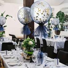 Lote de 10 piezas/6 piezas/4 piezas/2 piezas de soportes para globos de 35 cm/13.78 pulgadas, soporte de columna para globos con tul para decoración de mesas en cumpleaños, bodas, fiestas, vuelta al cole, San Valentín