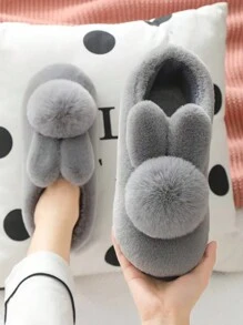 New Fuzzy Slippers For Women, Plush Indoor/Outdoor Winter Boots, Soft Warm Cartoon Bunny Thick-Soled House Slippers, Autumn/Winter
