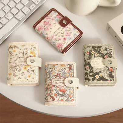 New Anti-Theft ID Credit Card Holder Fashion Women's 20 Cards Slim Flower Pattern Pvc Pocket Case Purse Wallet Lightweight Portable Credit Card ID Card White-Collar Workers HolIDay For Anniversary For Birthday Gift Accessories Gift Present Gifts For Teachers Purse ID Holder