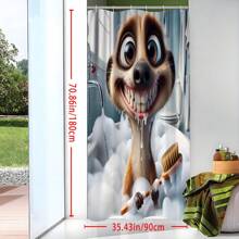 1pc Cartoon Animal Bubble Bath Shower Curtain With Hooks - Waterproof Polyester, Machine Washable, All-Season Decorative Bathroom Accessory For Home Decoration Home Bathroom Decor Fall Decor Bathroom Accessories Back To School
