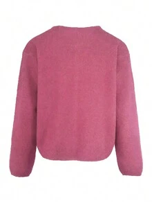 女士蝴蝶结装饰长袖宽松休闲衬衫，日常穿着