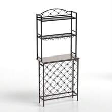 Freestanding Floor Wine Rack,Tall Wine Holder Stand With Wine Glass Holder,Storage Shelves,Wood Metal Stackable Bakers Rack,Modern Buffet Cabinet For Home Kitchen,Dining Room,Living Room