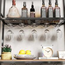 Freestanding Floor Wine Rack,Tall Wine Holder Stand With Wine Glass Holder,Storage Shelves,Wood Metal Stackable Bakers Rack,Modern Buffet Cabinet For Home Kitchen,Dining Room,Living Room