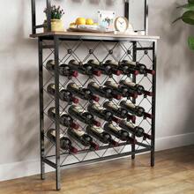 Freestanding Floor Wine Rack,Tall Wine Holder Stand With Wine Glass Holder,Storage Shelves,Wood Metal Stackable Bakers Rack,Modern Buffet Cabinet For Home Kitchen,Dining Room,Living Room