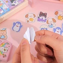 50 Peças/Caixa Conjunto de Mini Adesivos Animais Cartoon, Adesivos para Caderno, Álbum de Recortes, Usados para Artesanato DIY, Diário, Planejador, Embalagem, Decoração de Papelaria