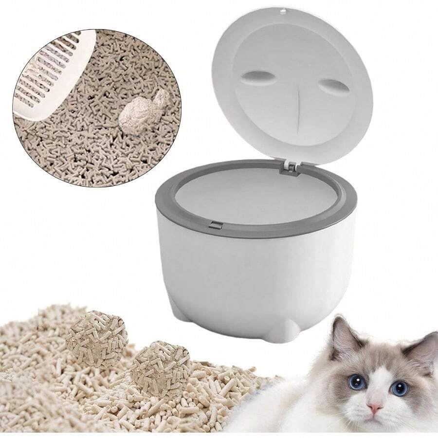 Covered Cat Litter Box With StepLid, Closed Cat Waste Bin, Indoor Cat