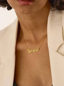 1 Pieza Collar con nombre personalizado de moda, etiqueta colgante geométrica de acero inoxidable, collar personalizado adecuado para mujeres, regalo, uso diario, confidente