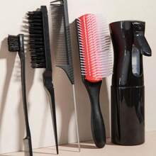 5 件套美发套装，含尼龙刷、鼠尾梳和喷雾瓶 - 非常适合梳理卷发和干湿发质 - 彩色 - 查看 14