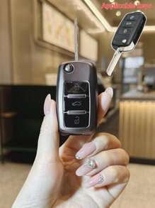 1 pieza Funda Protectora de Llave Plegable de Coche TPU, Con 3 Botones, Adecuada Para Accesorios de VW Para Polo Para Golf Para Passat, No Adecuada Para Coches Peugeot, Por Favor Consulte la Imagen de Botones Correspondiente Mostrada en la Imagen Principal Antes de Comprar - Multicolor - Ver 5