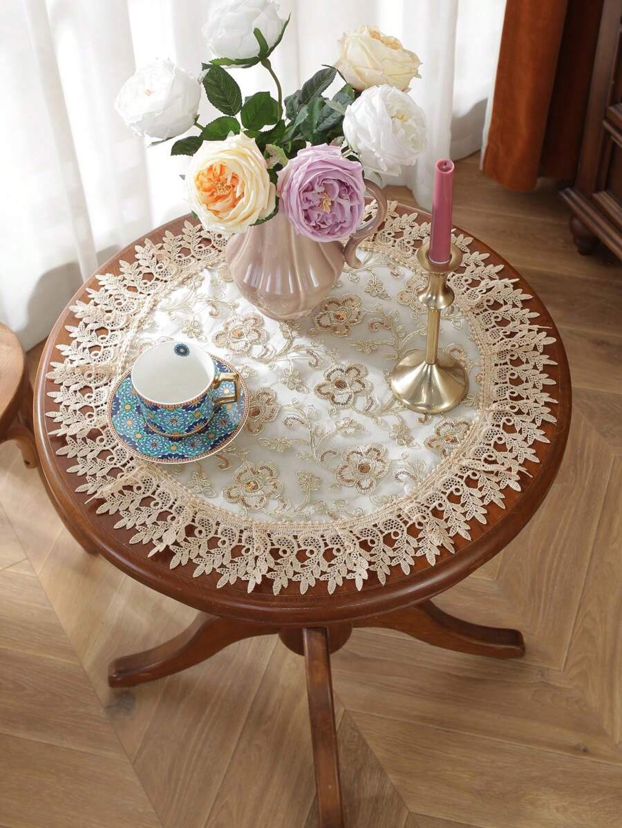1入組花卉刺繡桌布 - 彩色 - 查看 1
