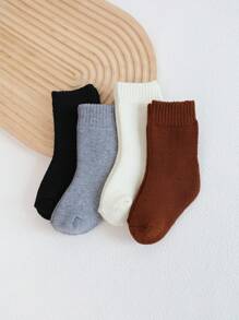 4双儿童保暖袜，温暖厚实，适合秋冬季5度以下 - 彩色 - 查看 4