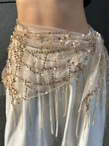 1pc Women's Street Dance Waist Chain & Triangle Scarf, Jazz/Belly Dance Performance Waistband, Sequin Tassel Waist Wrap Skirt Belt, Waist Decor Summer School Fall, Autumn, Halloween - Multicolor - View 19