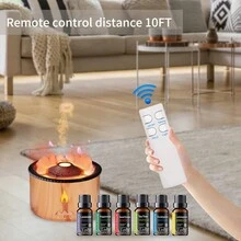 Eessential Oil Diffuser With Remote Control 300 ML,Volcano And Flame Air Diffuser/Humidifier, Red&Blue Light