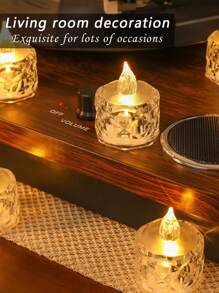 24Packs Flameless LED Tea Lights Candles Battery Operated, Flickering Lights For Yoga/Home/Wedding Decor, Holiday Gifts & Romantic Ambiance Decorate, Crystal Accented Plastic Candles For Indoor Decor, Perfect For Christmas, Parties, Outdoor, Table, Halloween, Anniversaries, Holidays And Proposals, Dining Room, Camping, Autumn Decoration, Harvest Day Decoration, Room Decoration, Bedroom Decoration(Warm White, Battery Included) (1.5" 1.9") - 彩色 - 查看 7